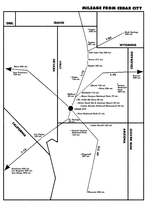 Cedar City Milage Map